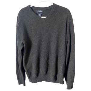 Daniel Hechter Paris 100% 2-Ply Cashmere V-Neck Sweater Grey‎